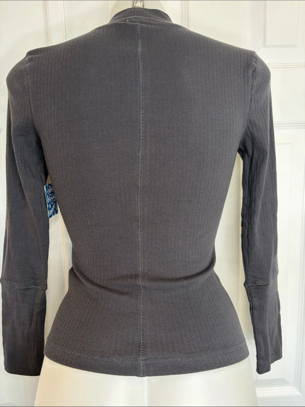 Free People Intimately Charcoal Ribbed Mock Neck Long Sleeve Crop Top Casual XS